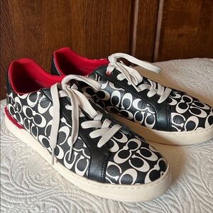 Coach Clip Low Top Sneaker C7033 Men Red/Chalk/Black Size 8 Men/9.5-10 Women